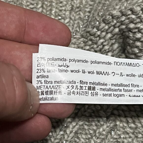 Massimo Dutti Lana Wool Blend Cable Knit Sweater Gray Metallic Women’s Small NWT - Picture 9 of 12